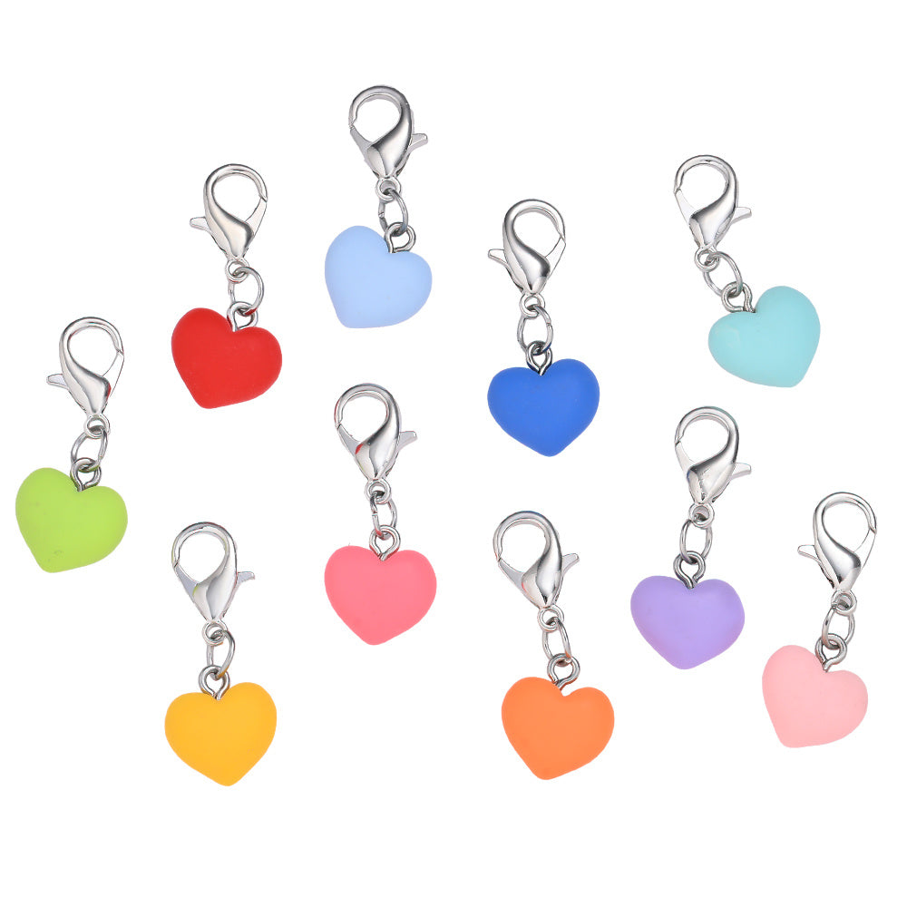 24PCS Multicolor Resin Heart & Star Mini Keychain Set