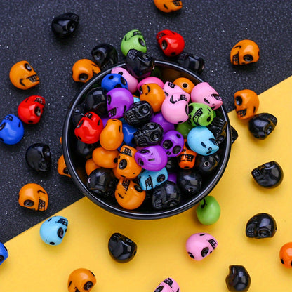 50pcs/set Multicolor Acrylic Skull Head Beads