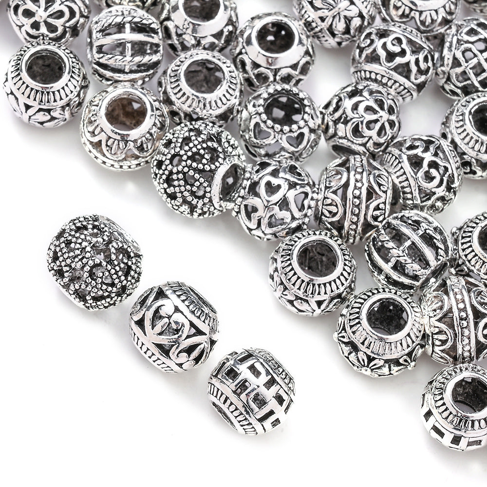 Retro Hollow Zinc Alloy Large Hole Spacer Beads
