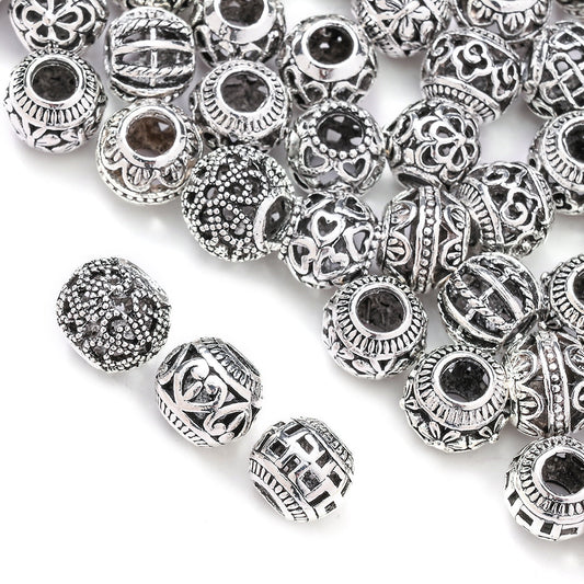 Retro Hollow Zinc Alloy Large Hole Spacer Beads