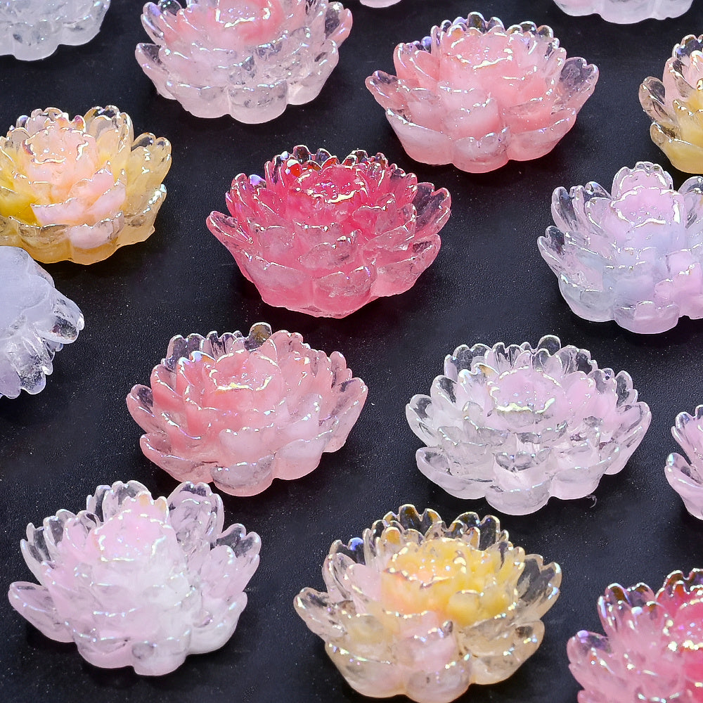 10PCS 25×27mm Gradient Luminous Resin Orchid Embellishment Set