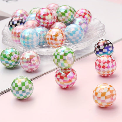AB Checkered Acrylic Spacer Beads