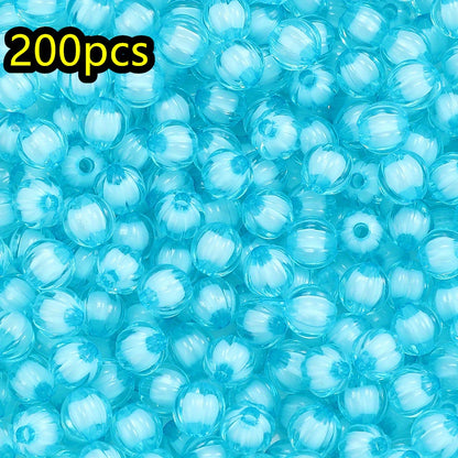 100/200pcs 8/10mm Transparent Inner Color Pumpkin Acrylic Beads