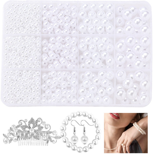 1095pcs/box White & Ivory Imitation Pearl Beads