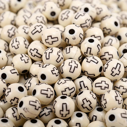 Round Cross Acrylic Beads