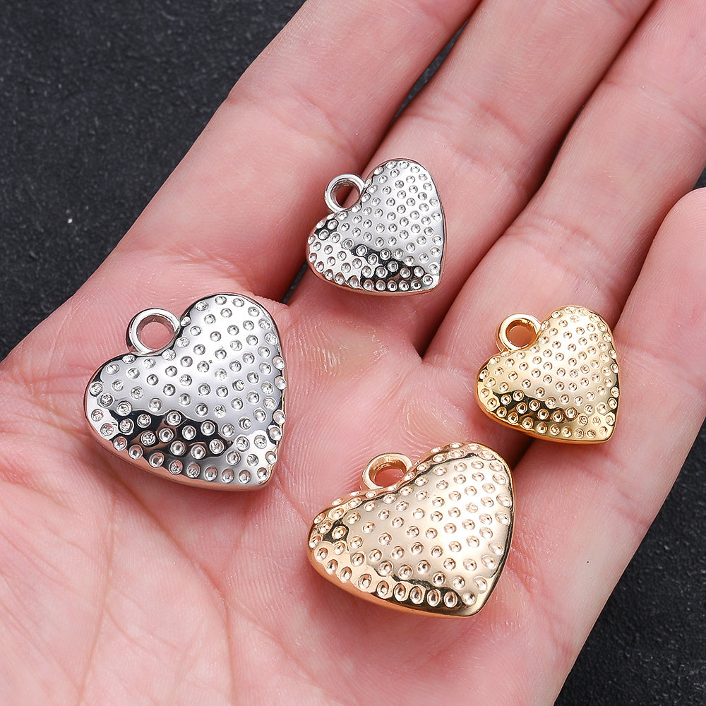 Polka Dot Striped Heart CCB Pendants