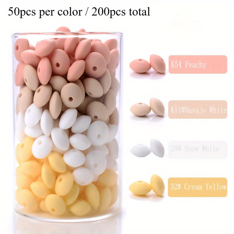 200pcs 6x12mm Mixed Color Abacus Silicone Beads