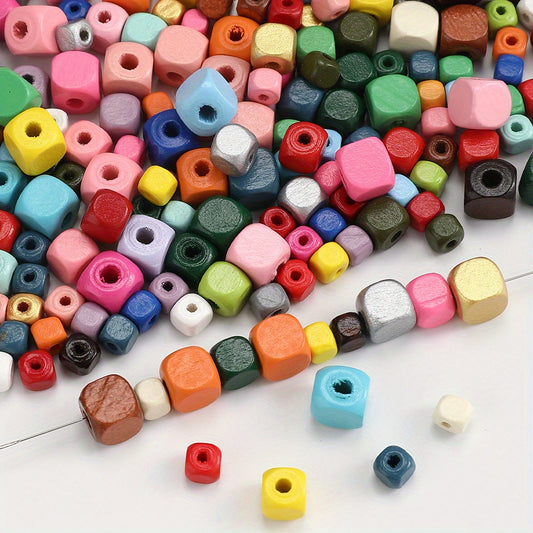 200pcs 6/8/10mm Square Wooden Beads