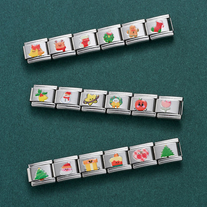 18PCS Stainless Steel Christmas Charm Bracelet Set