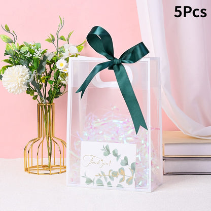 Transparent Plastic Gift Bags with Rafia Ribbon