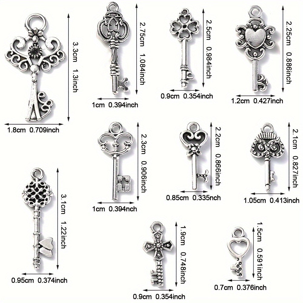 20PCS Retro Mixed Cross, Flower, Heart & Owl Metal Pendant Set