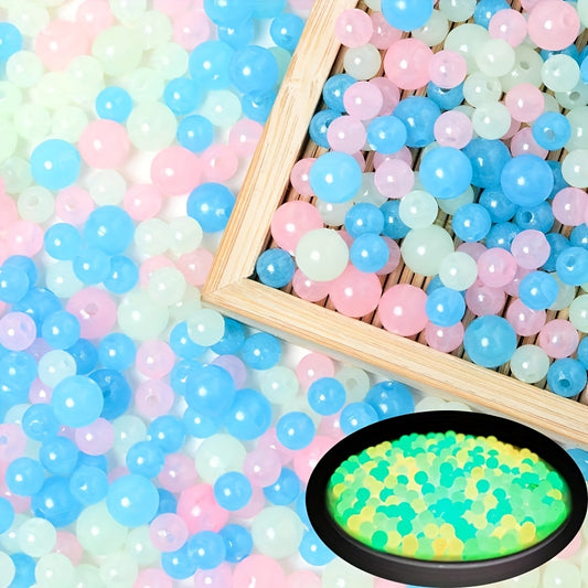 100pcs 6/8mm Luminous Acrylic Glow Beads