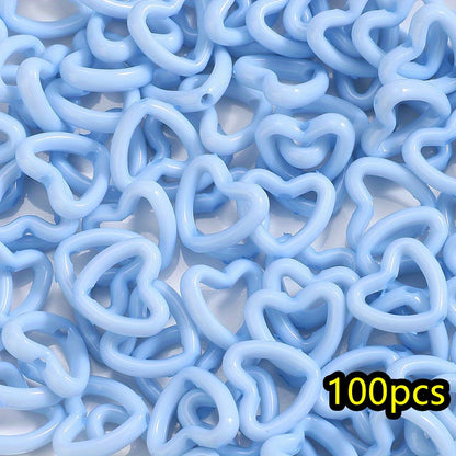 100pcs 15x16mm Macaron Color Heart Frame Wrapped Beads