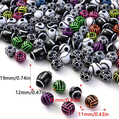 Sports Theme Acrylic Beads