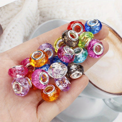 20PCS 15mm Transparent Multicolor Faceted Acrylic Bead Set