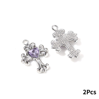 Y2K Rhinestone Cross Alloy Pendants
