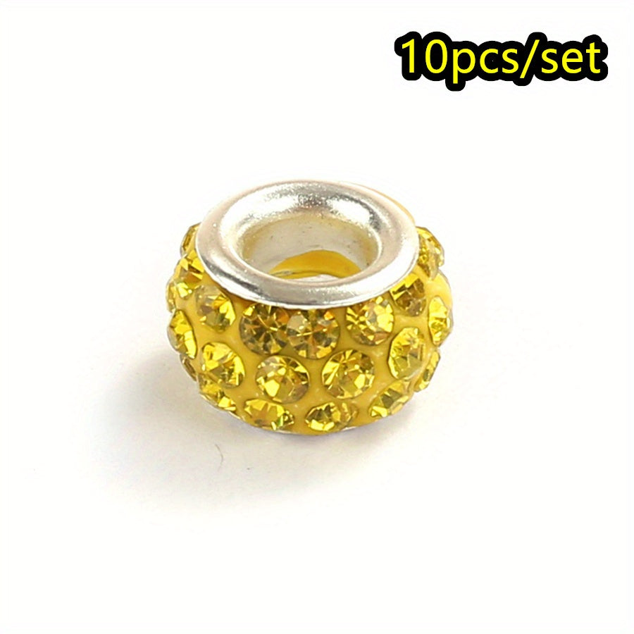 10pcs/lot Colorful European Style Rhinestone Spacer Beads