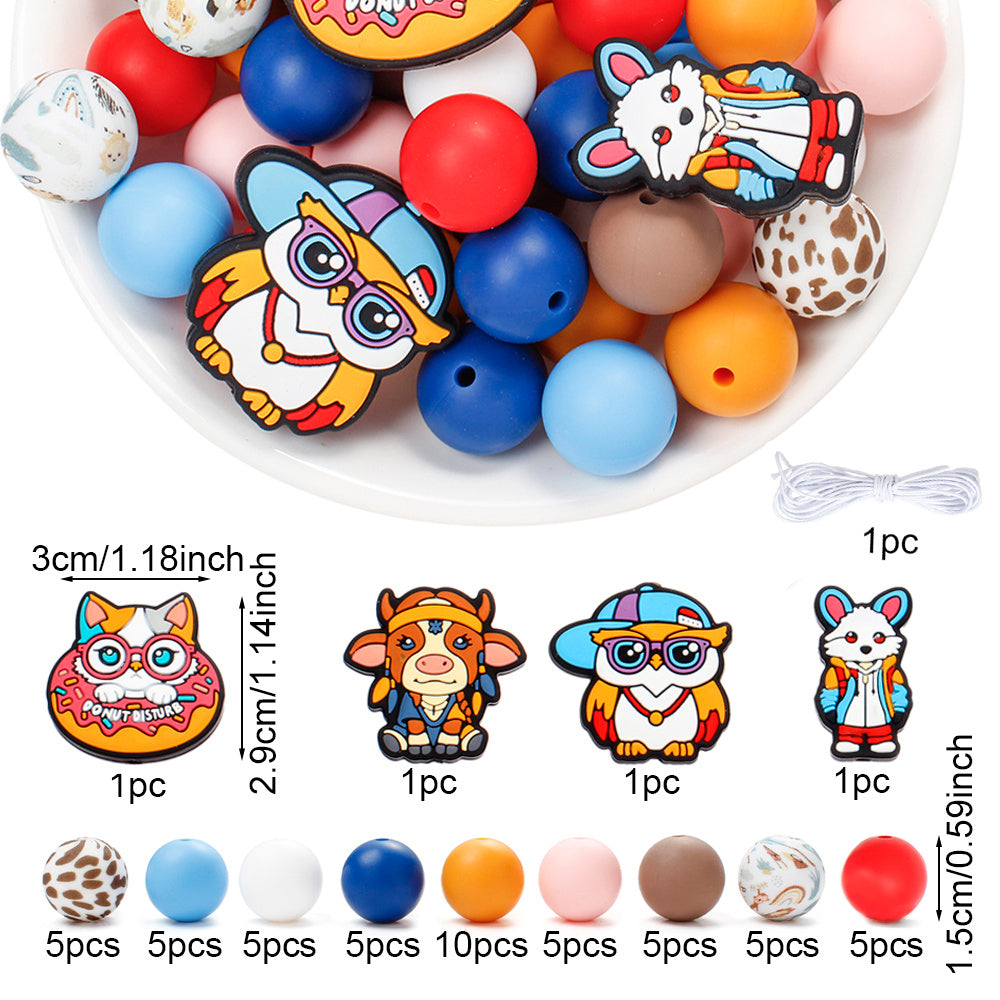 Mix Style Silicone Beads Set with Beading Pens