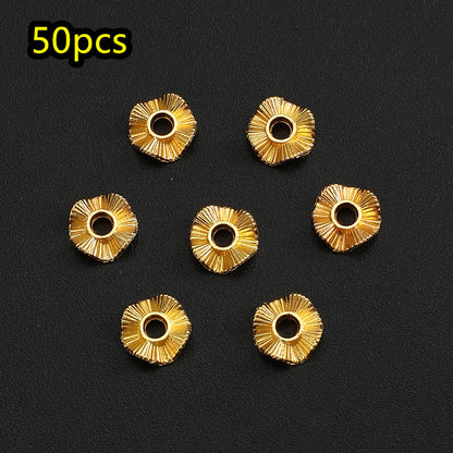 50pcs/set 8/10mm Wavy Golden & Silvery Spacer Beads