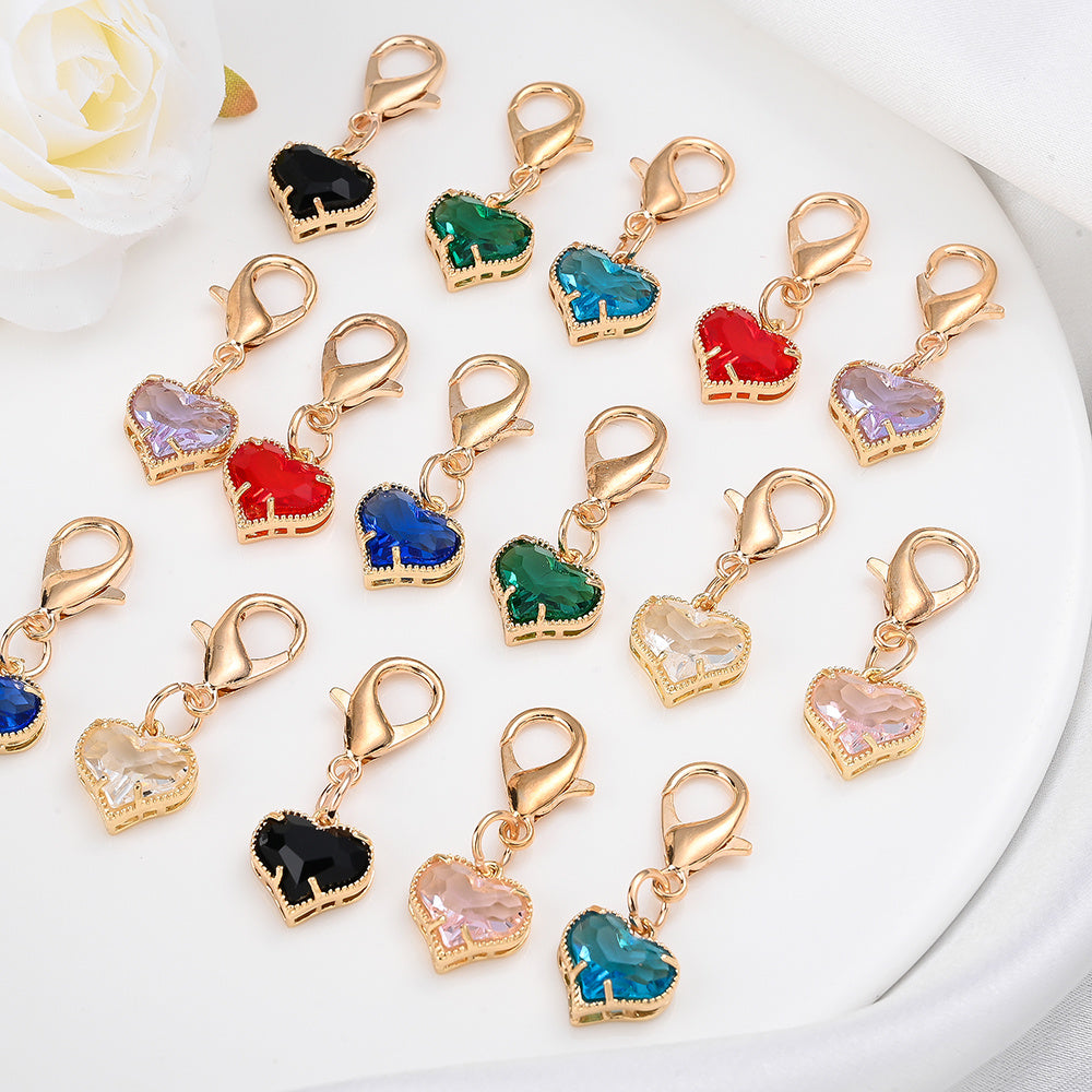 Colorful Crystal Heart Pendant Charms