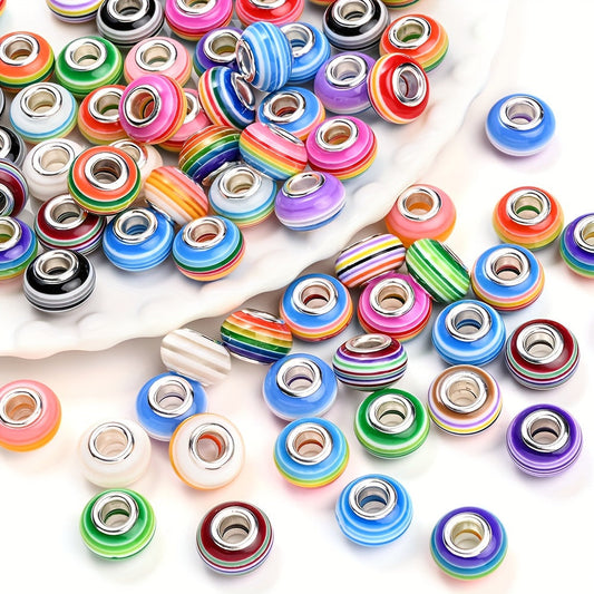 Rainbow Striped Resin Beads