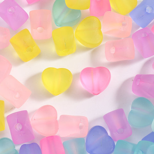 Colorful Transparent Heart Acrylic Spacer Beads