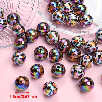 Shiny Leopard Print Acrylic Beads