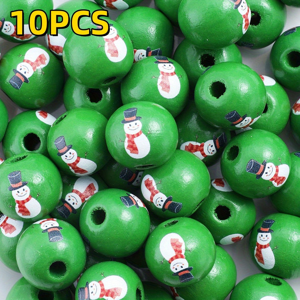 10pcs/set 16mm Christmas Wooden Beads