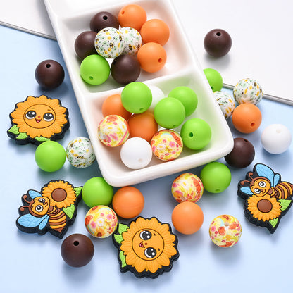 Sun Bee Sunflower Silicone Beads Set