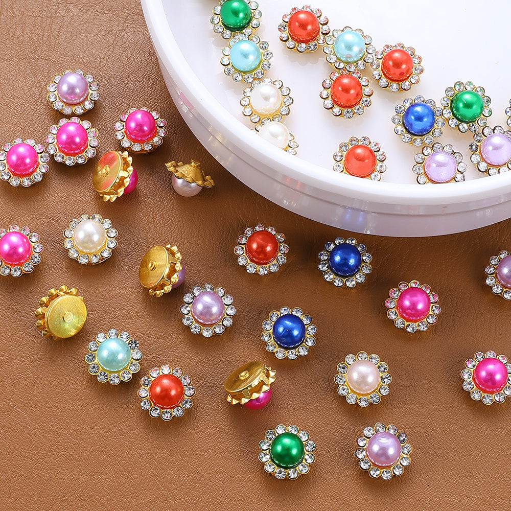 Flower Rhinestone Pearl Cabochons