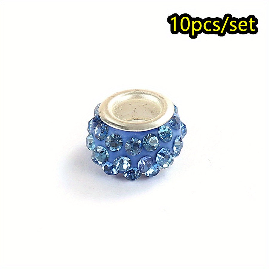 10pcs/lot Colorful European Style Rhinestone Spacer Beads