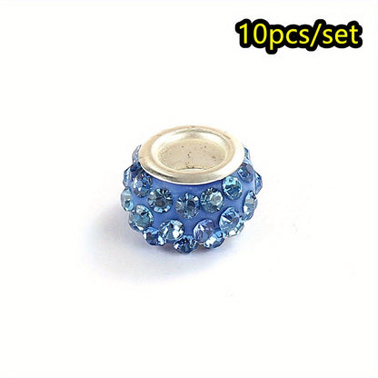 10pcs/lot Colorful European Style Rhinestone Spacer Beads