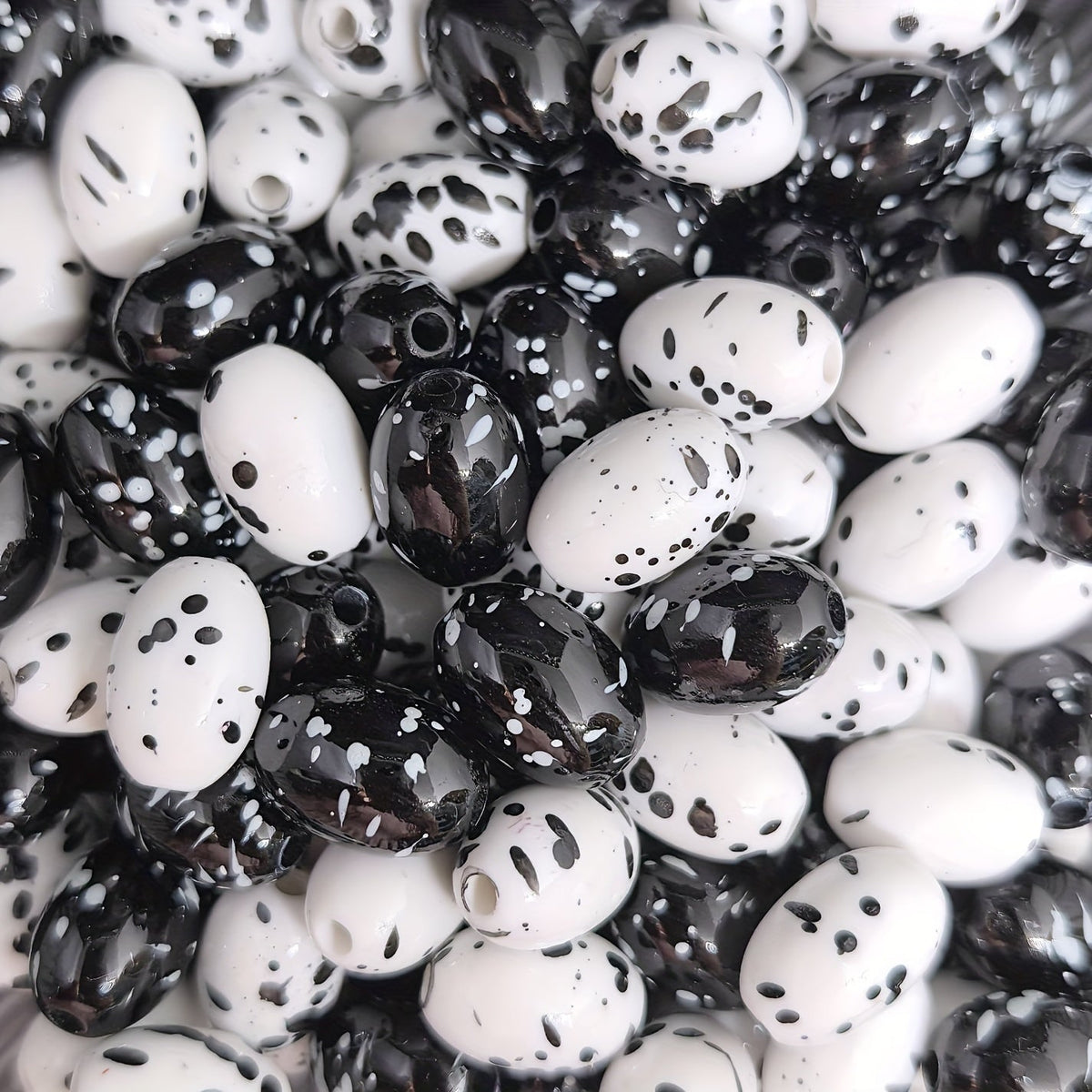Artistic Splatter Design Acrylic Oval Beads