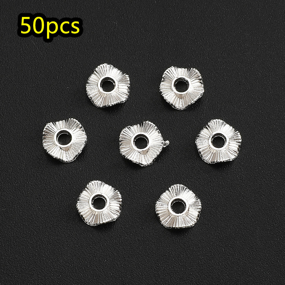 50pcs/set 8/10mm Wavy Golden & Silvery Spacer Beads