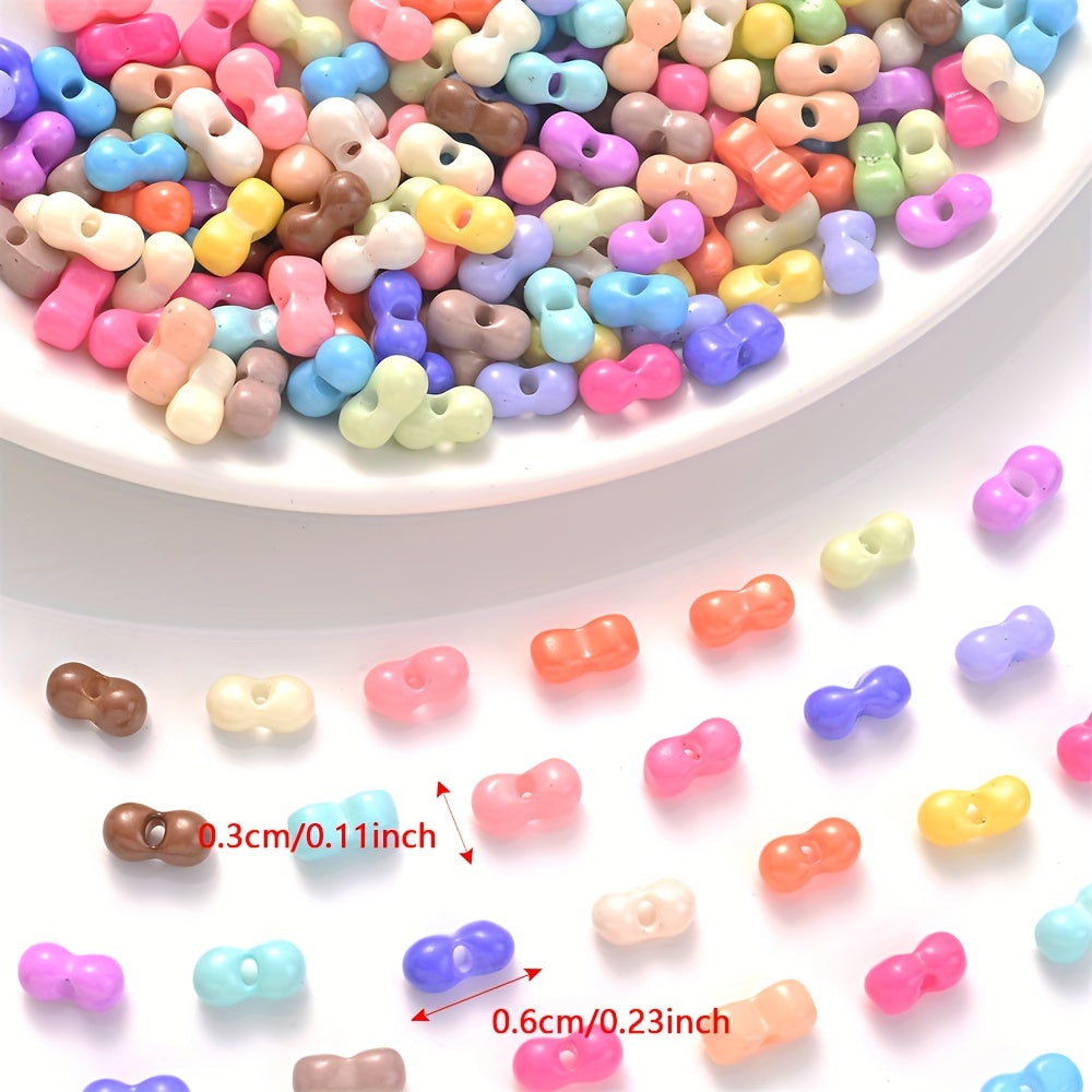 200PCS 3×6mm Mini Colorful Peanut Spacer Beads
