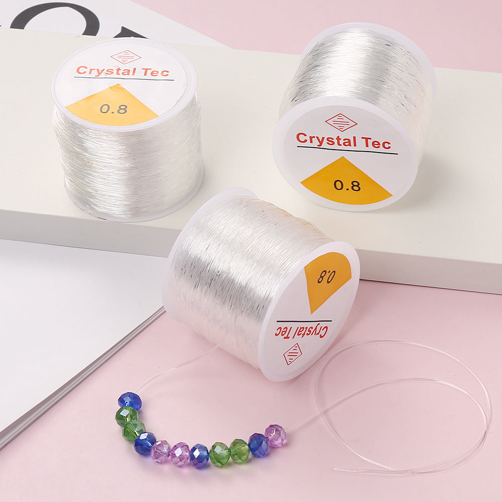 3 Rolls 0.8mm Elastic Beading Cord with Scissors
