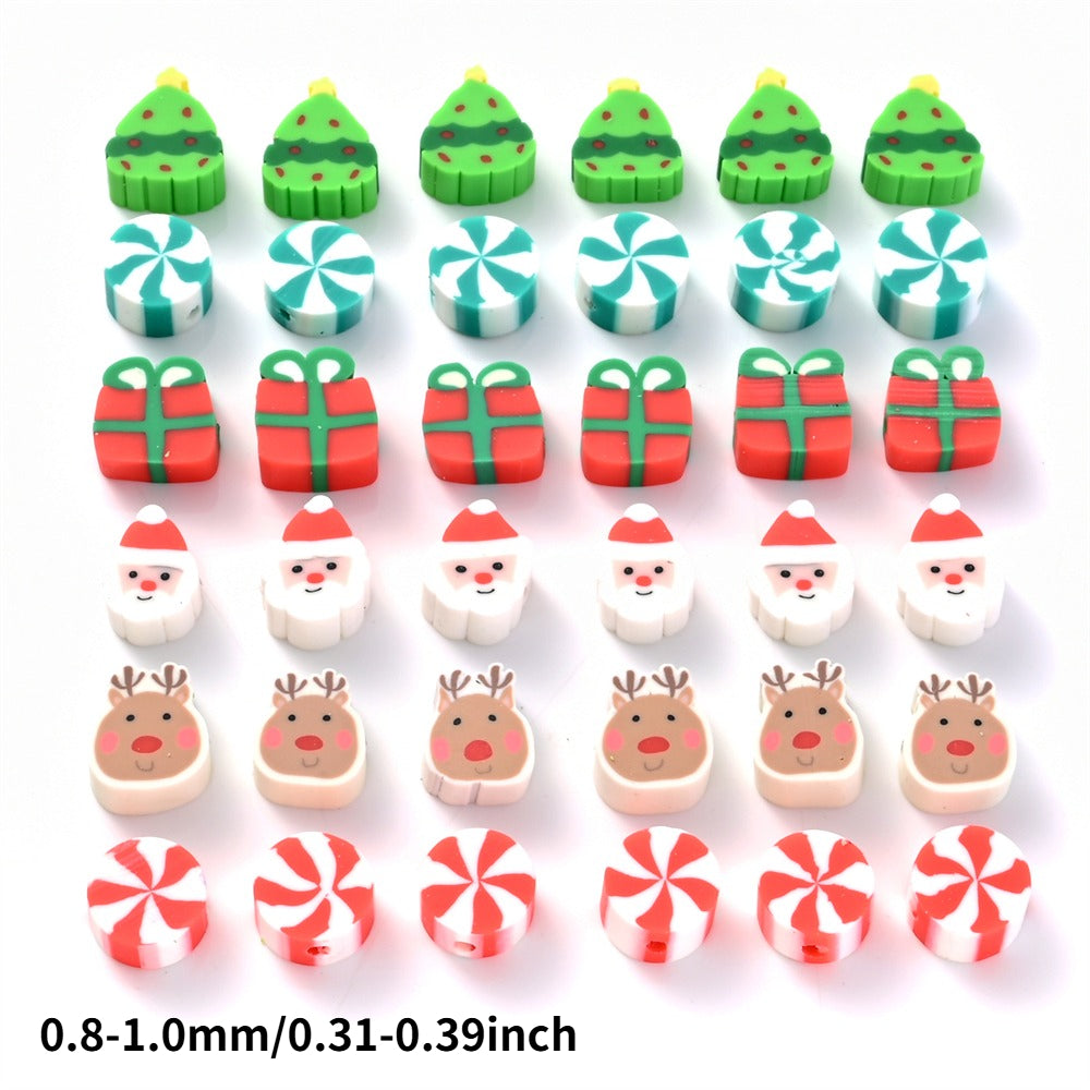 Festive Christmas Polymer Clay Beads