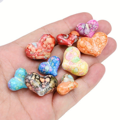 10/20PCS Dyed Acrylic Heart Bead Set