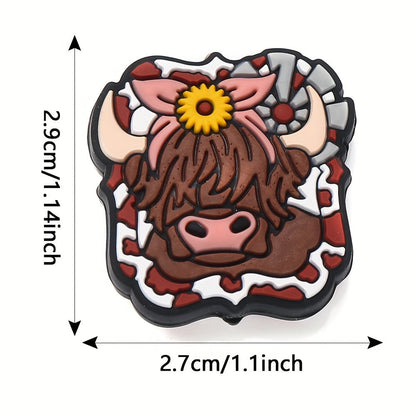 1/4PCS Cow-Themed Silicone Bead Set