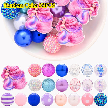 35pcs Iridescent Mermaid Resin Bead Kit