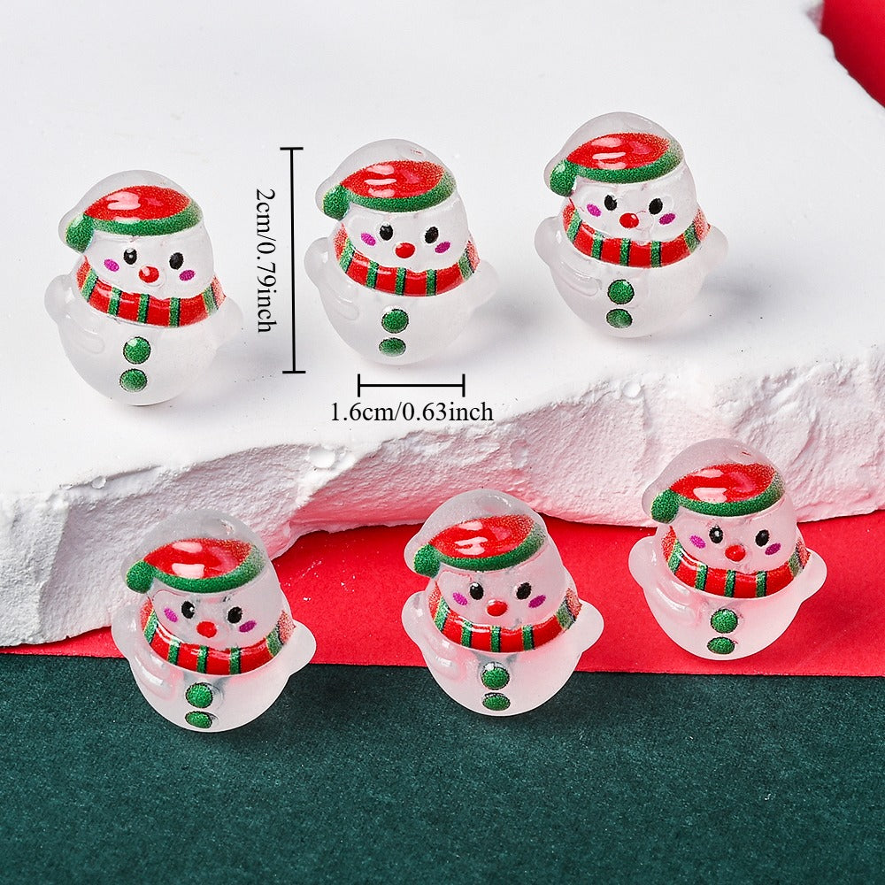 Frosted Acrylic Christmas Snowman Beads