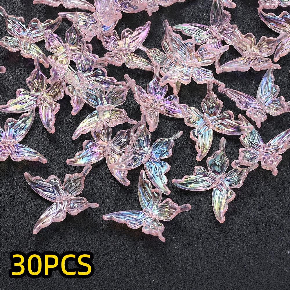 30pcs/set 25mm Transparent Butterfly Acrylic Beads