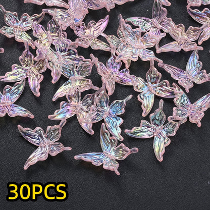 30pcs/set 25mm Transparent Butterfly Acrylic Beads