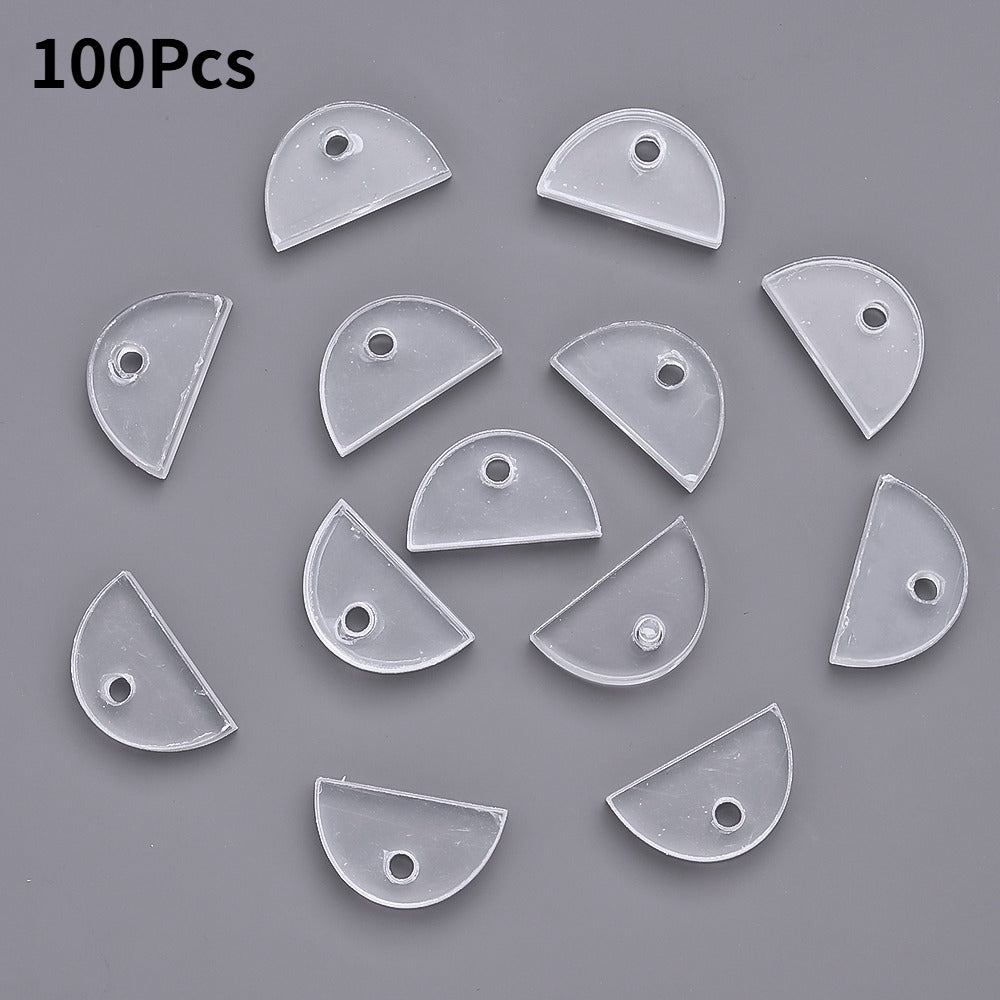 12x20 mm Clear White Acrylic Semicircular Spacer Beads