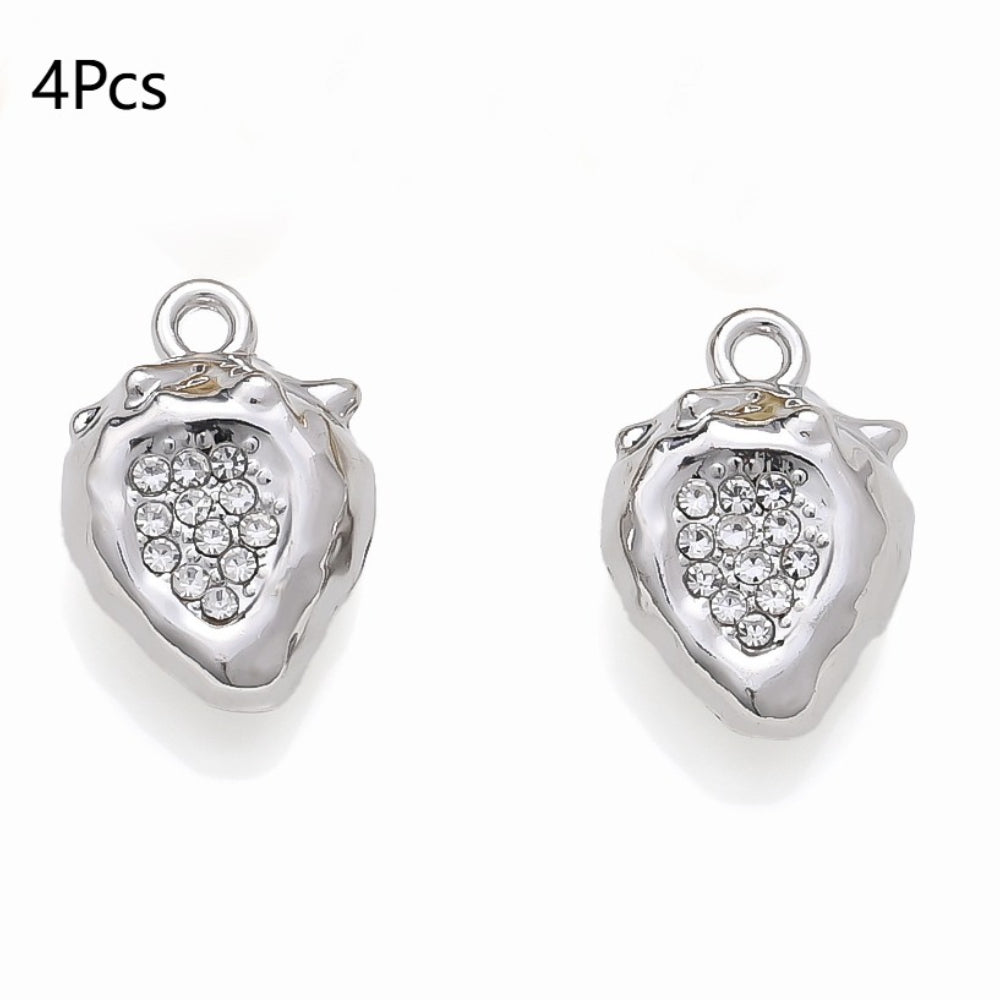 Strawberry Rhinestone Metal Pendant Charms