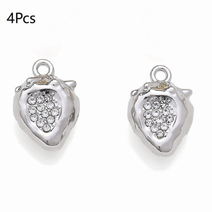 Strawberry Rhinestone Metal Pendant Charms