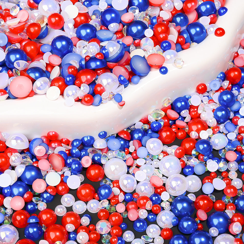 Red Blue White Acrylic Beads