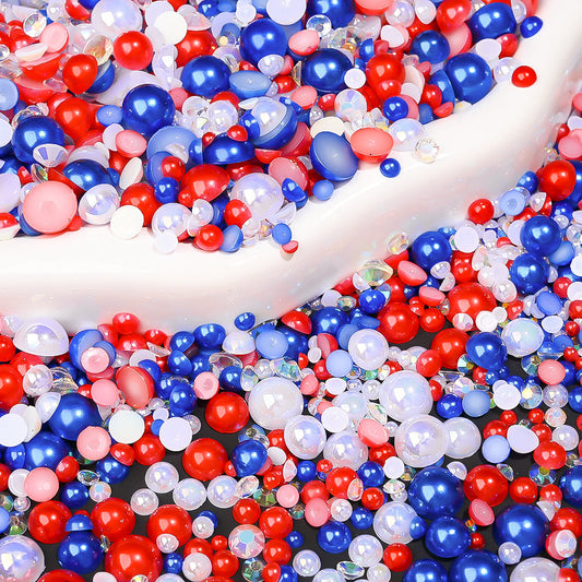 Red Blue White Acrylic Beads