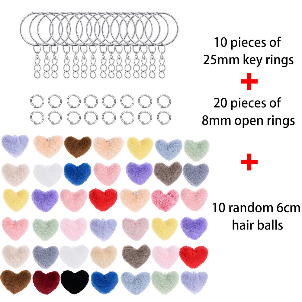 Pink Plush Peach Heart Keychain DIY Kit