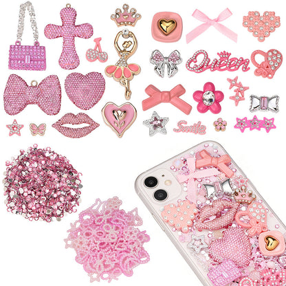 Mixed Pink Rhinestone Flatback Embellishment Set